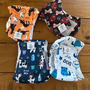 Stylish Dog Print Diaper Covers - Blue, Orange, Black, White